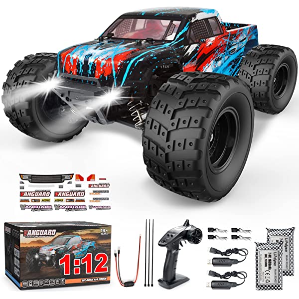 NUOKE Brushless RC Cars 1:16 Scale RTR 60km/h Remote Control Truck High Speed 4WD 2.4Ghz Waterproof Monster Truck with 2 Rechargeable Batteries Offroad Gift for Boys Car for Kids and Adults 1-yellow