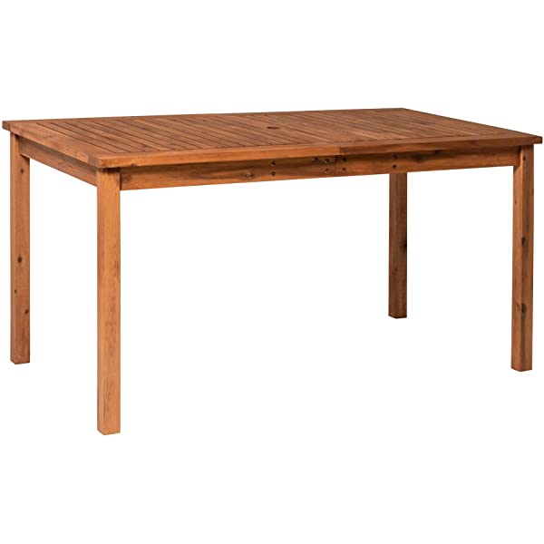 Walker Edison 5 Person Outdoor Wood Chevron Patio Furniture Dining Set Table Chairs Bench All Weather Backyard Conversation Garden Poolside Balcony, 4 Piece, Brown Brown 4 Piece Dining Set