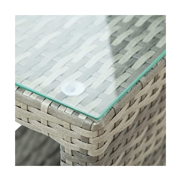 Lazyspace 5 Pieces Outdoor Sectional Patio Rattan Sofa Set Rattan Daybed, PE Wicker Conversation Furniture Set w/Canopy and Tempered Glass Side Table, Gray