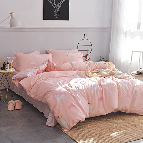 New Cartoon Animals Elephant Print Duvet Cover Sets for Kids 100% Cotton Reversible Soft 3 Pieces Kids Bedding Duvet Cover Pillowcases Kawaii Cloud Bedding Sets, Queen/Full Full/Queen (1 Duvet Cover + 2 Pillowcases) Multi A00 Elephant Bunny Balloon