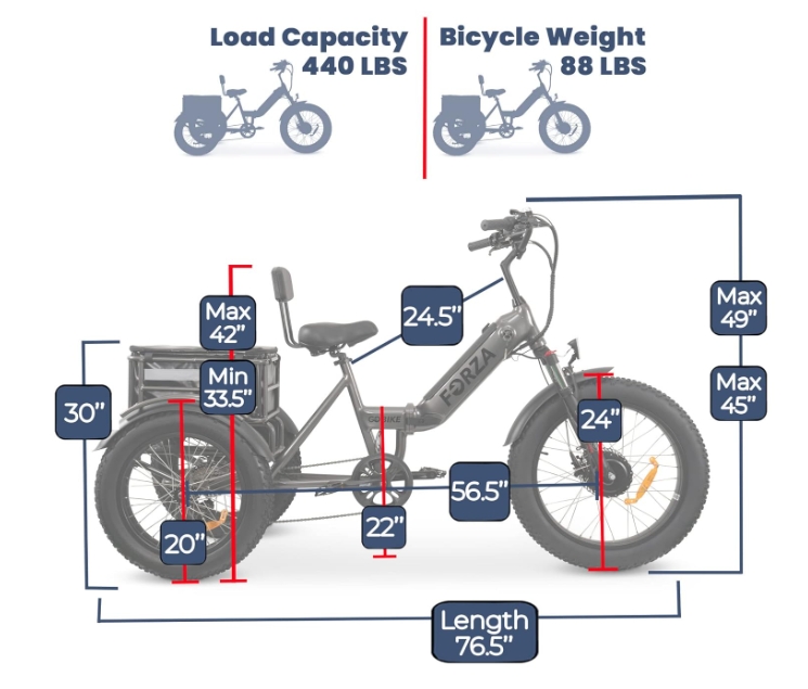 · MALISA Electric Trike for Adults, 3 Wheel Motorized Bicycle with Big Wheels, Long Range Adult.
