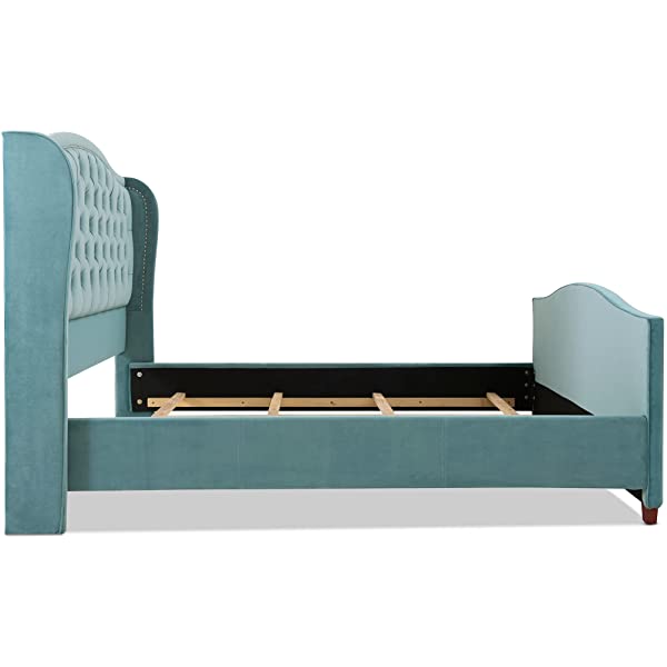 Jennifer Taylor Home Marcella Collection Queen Wingback Tufted Hand-Applied Nail Heads Upholstered Bed, Antique White Antique White Queen