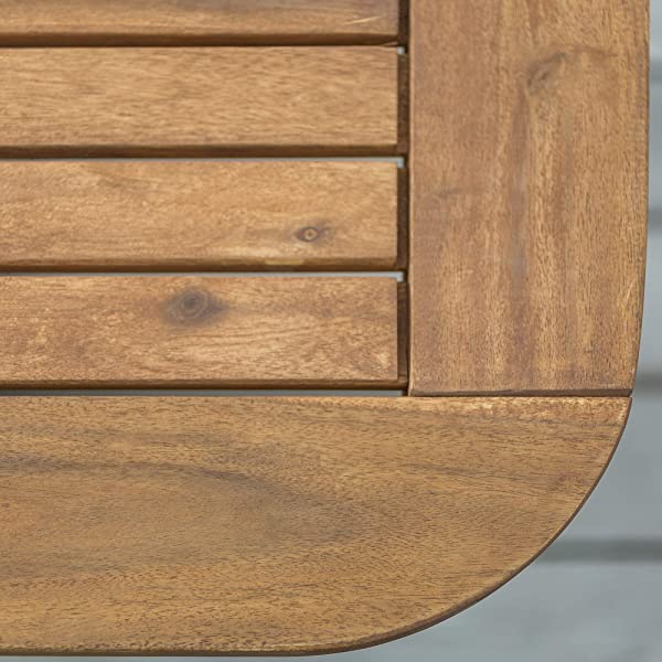 Walker Edison 5 Person Outdoor Wood Chevron Patio Furniture Dining Set Table Chairs Bench All Weather Backyard Conversation Garden Poolside Balcony, 4 Piece, Brown Brown 4 Piece Dining Set