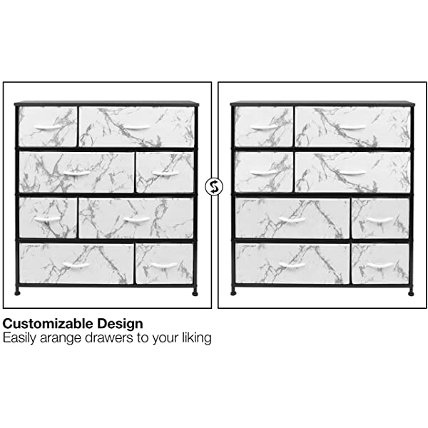 Sorbus Dresser with 8 Drawers - Furniture Storage Chest Tower Unit for Bedroom, Hallway, Closet, Office Organization - Steel Frame, Wood Top, Easy Pull Fabric Bins (Black)