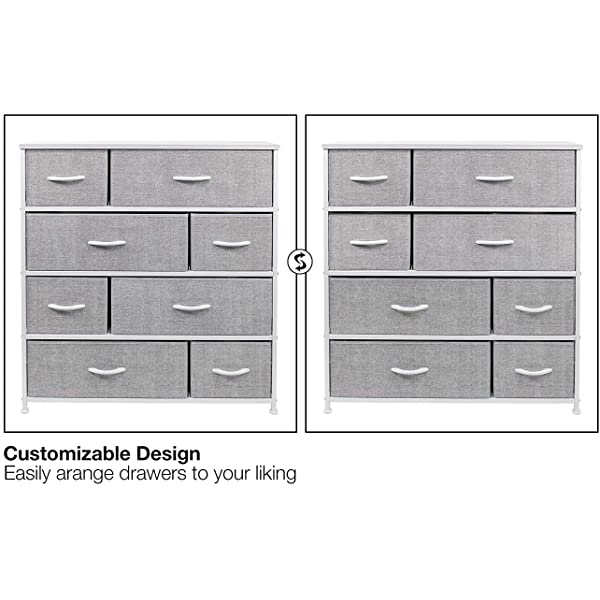 Sorbus Dresser with 8 Drawers - Furniture Storage Chest Tower Unit for Bedroom, Hallway, Closet, Office Organization - Steel Frame, Wood Top, Easy Pull Fabric Bins (Black)