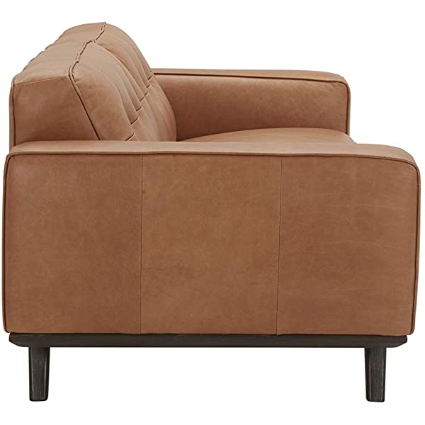 Amazon Brand – Rivet Bigelow Modern Oversized Leather Accent Chair with Wood Base, 44.1