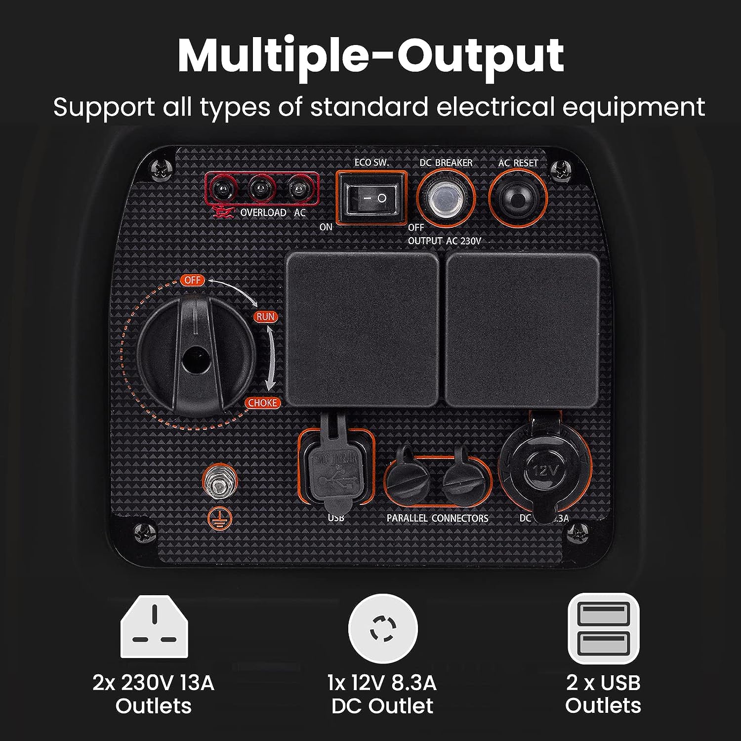maXpeedingrods 3300W Portable Inverter Generator Gasoline Silent Pure Sine Wave Generator
