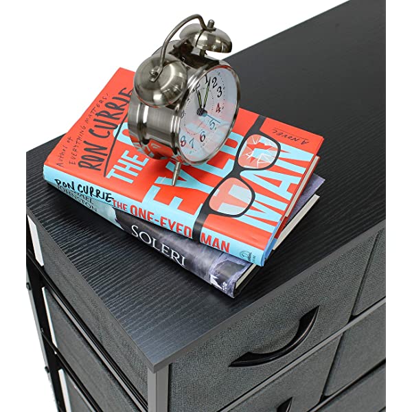 Sorbus Dresser with 8 Drawers - Furniture Storage Chest Tower Unit for Bedroom, Hallway, Closet, Office Organization - Steel Frame, Wood Top, Easy Pull Fabric Bins (Black)