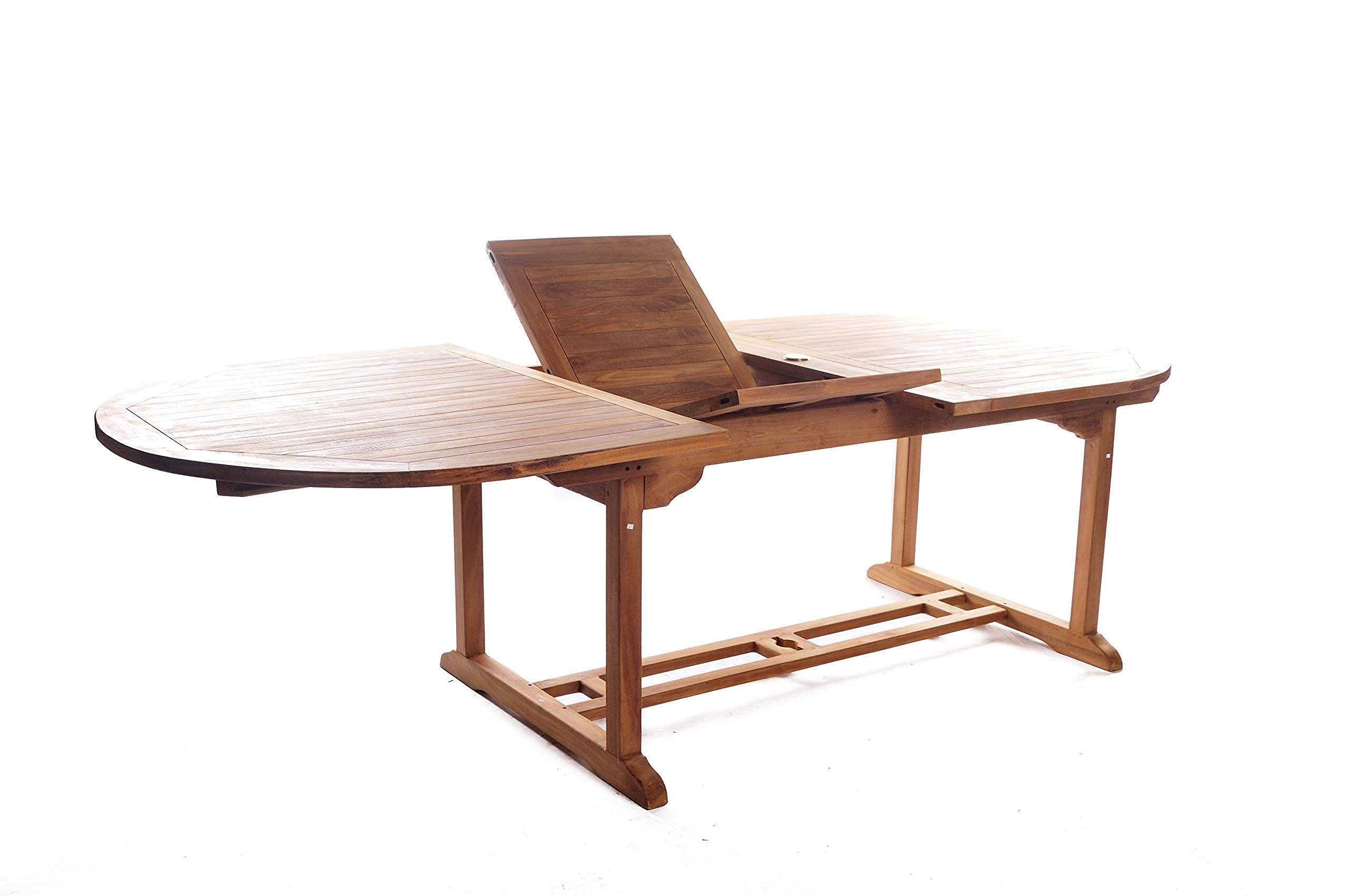 【Home&Garden】【BS】Teak Garden Furniture Set, Garden Table & 8 Chairs, Wooden Garden Furniture Set with Parasol