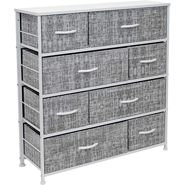 Sorbus Dresser with 8 Drawers - Furniture Storage Chest Tower Unit for Bedroom, Hallway, Closet, Office Organization - Steel Frame, Wood Top, Easy Pull Fabric Bins (Black)