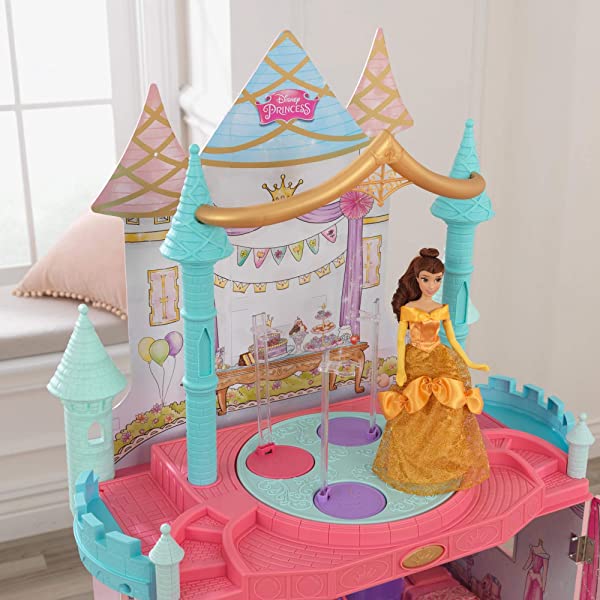 Princess Dance & Dream Wooden Dollhouse, Over 4-Feet Tall with Sounds, Spinning Dance Floor and 20 Play Pieces, Gift for Ages 3+ , Pink