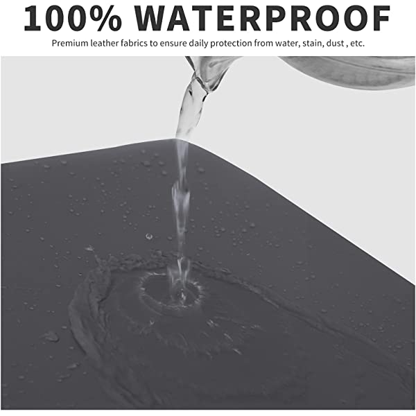 Easy-Going PU Leather Recliner Sofa Slipcovers, Waterproof Stretch Sofa Covers, 8 Pieces Stretch Furniture Protector, Elastic Strap Shield Pets Kids Children Cats Dogs Beige