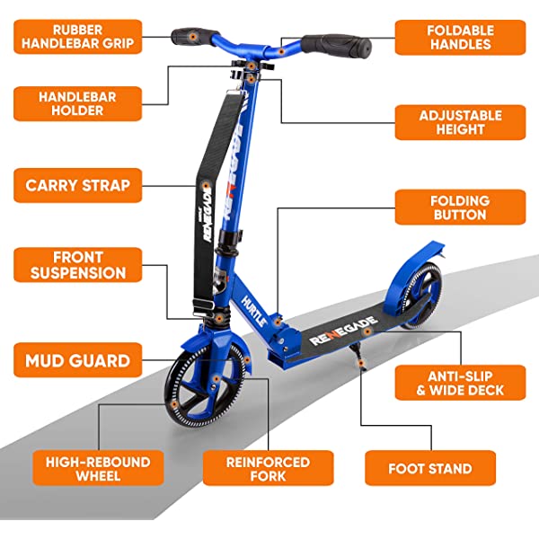 Hurtle Scooter – Scooter for Teenager – Kick Scooter – 2 Wheel Scooter with Adjustable T-Bar Handlebar – Folding Adult Kick Scooter with Alloy Anti-Slip Deck Pink