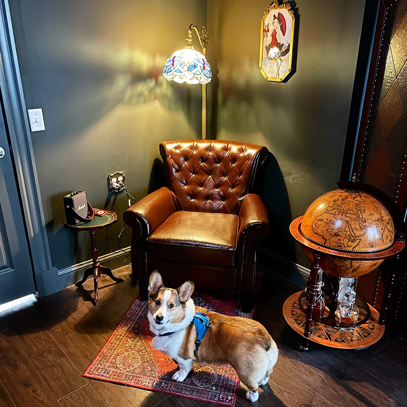 【Furniture】Design Toscano Sixteenth-Century Italian Replica Globe Bar Cart Cabinet on Wheels, 38