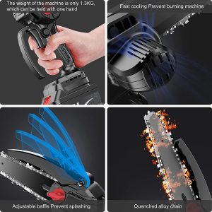 Mini chainsaw battery powered, 6 inch (approximately 15.2 cm) electric cordless chainsaw