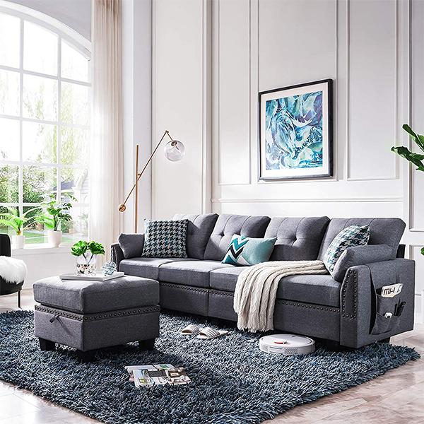 HONBAY Reversible Sectional Sofa Couch L-Shape Sofa