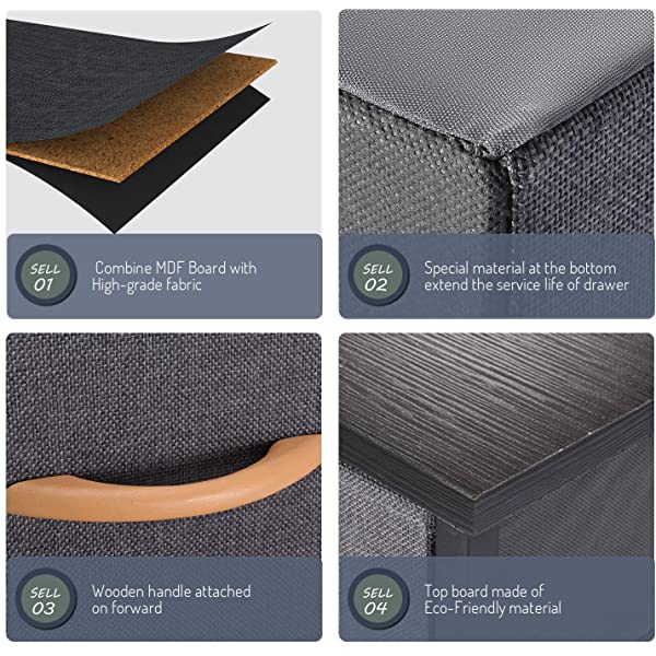 ROMOON Dresser Organizer with 5 Drawers, Fabric Storage Drawer Unit, Dresser Tower for Bedroom, Hallway, Entryway, Closets, Nursery - Wide Espresso