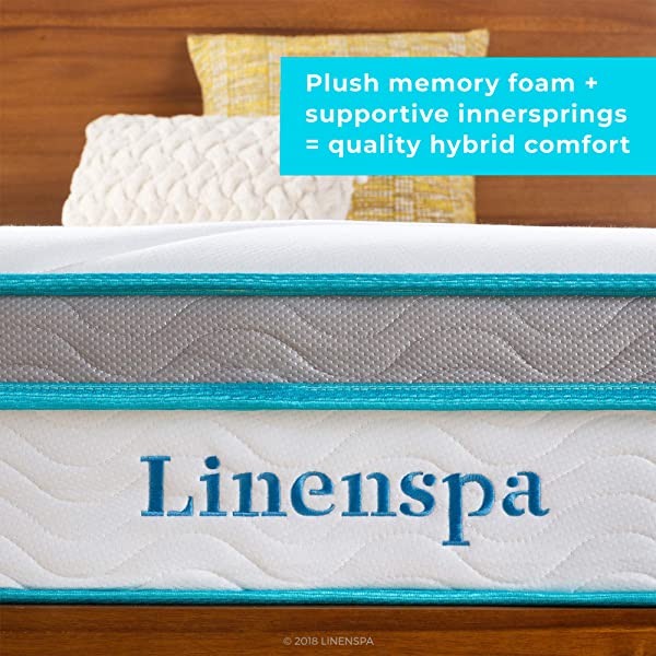 Linenspa 8 Inch Memory Foam and Innerspring Hybrid Medium-Firm Mattress -Full Mattress Full 8 Inch Mattress Only