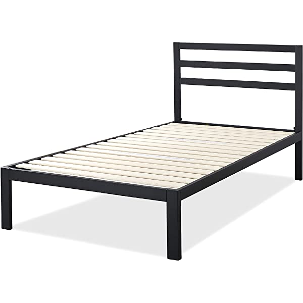 ZINUS Mia Metal Platform Bed Frame / Wood Slat Support / No Box Spring Needed / Easy Assembly, Black, Full Standard Full Black