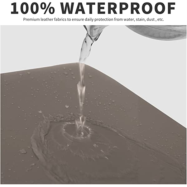 Easy-Going PU Leather Recliner Sofa Slipcovers, Waterproof Stretch Sofa Covers, 8 Pieces Stretch Furniture Protector, Elastic Strap Shield Pets Kids Children Cats Dogs Beige