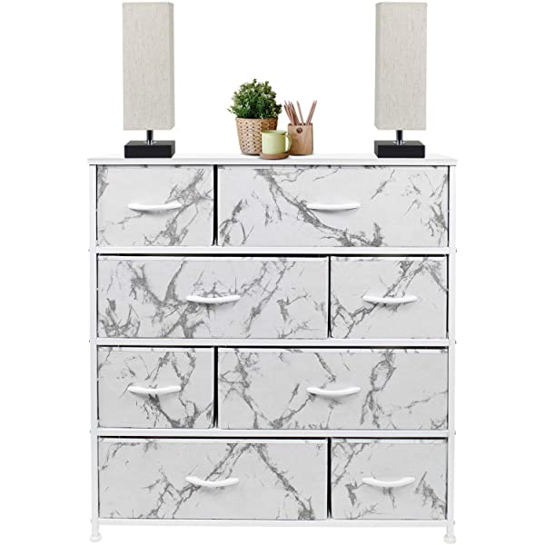 Sorbus Dresser with 8 Drawers - Furniture Storage Chest Tower Unit for Bedroom, Hallway, Closet, Office Organization - Steel Frame, Wood Top, Easy Pull Fabric Bins (Black)