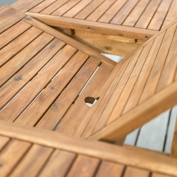 6 PERSON OUTDOOR WOODEN V-SHAPED PATIO FURNITURE DINING TABLE SET EXTENDABLE TABLE AND CHAIRS ALL WEATHER CONVERSATION GARDEN POOL SIDE BALCONY, 7 PIECES