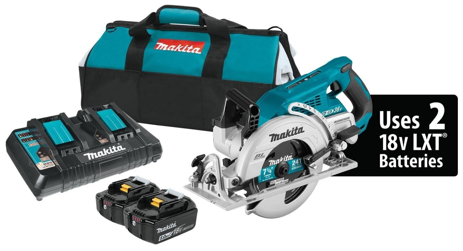 Makita XSR01PT 36V (18V X2) LXT Brushless Rear Handle 7-14″ Circular Saw Kit (5 (1).