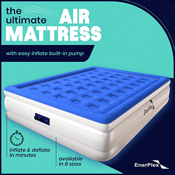 EnerPlex Twin Air Mattress for Camping, Home & Travel - 13 Inch Double Height Inflatable Bed w/ Built-in Dual Pump Twin 13.0 Inches