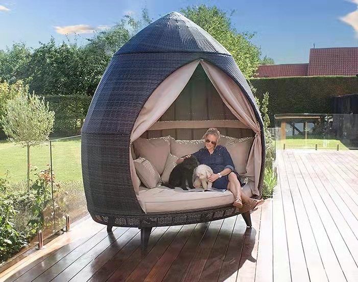 Vacation beach bed rattan bed terrace sun bed outdoor leisure birdcage sofa outdoor courtyard sun lounger