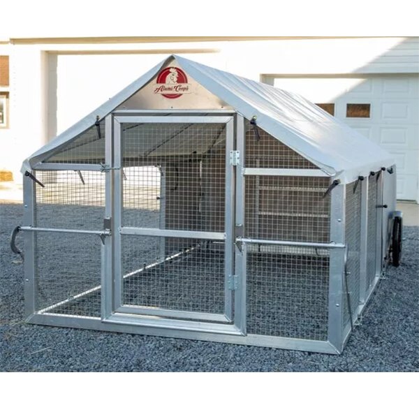Chicken Coop, 3mx4mLarge Metal Walk-in Poultry Cage Kennel with Waterproof Cover.