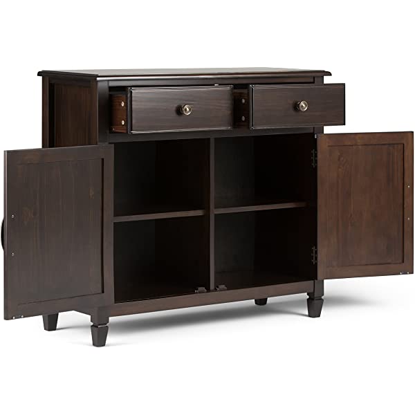 SIMPLIHOME Connaught SOLID WOOD 40 inch Wide Transitional Entryway Storage Cabinet in Dark Chestnut Brown, with 2 Drawers, 2 Doors, Adjustable Shelves