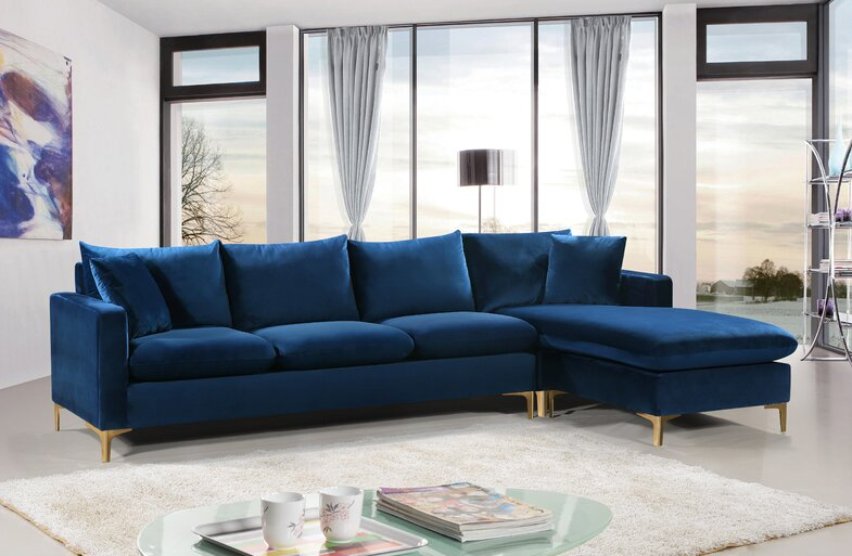 Adedapo 110″ Wide Velvet Reversible Sofa & Chaise