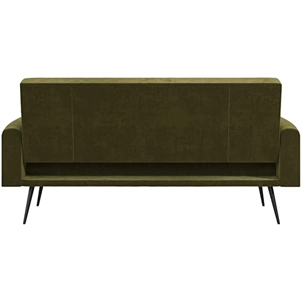 Novogratz 2360379N Z Stevie, Convertible Sofa Bed Couch, Ivory Velvet Futon