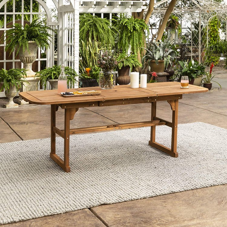 6 PERSON OUTDOOR WOODEN V-SHAPED PATIO FURNITURE DINING TABLE SET EXTENDABLE TABLE AND CHAIRS ALL WEATHER CONVERSATION GARDEN POOL SIDE BALCONY, 7 PIECES