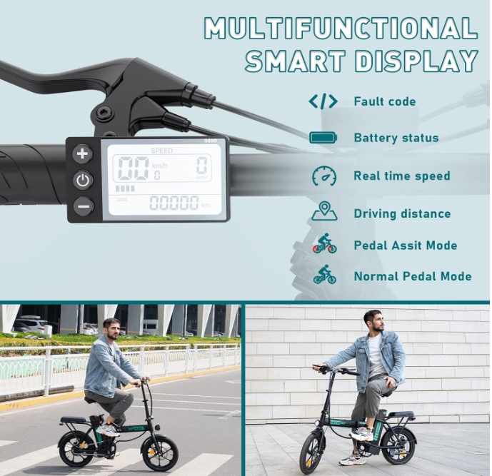HITWAY Electric Bicycle - Foldable E-bike - 16 Inch - 250W - 8.4Ah - for Adults.