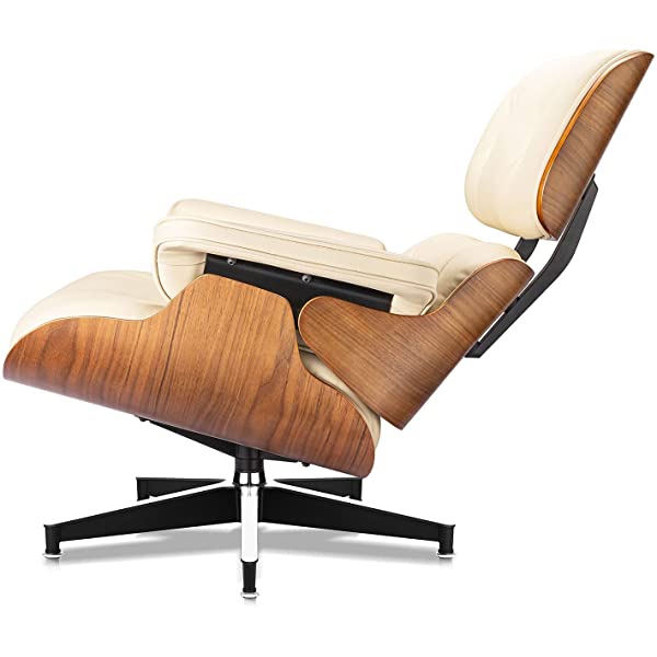 Mid Century Lounge Chair and Ottoman, Modern Chair Classic Design, Top Grain Leather Palisander Wood, Heavy Duty Base Support for Living Room, Study, Lounge, Office (Nomal, Style1-1) Nomal Style1-1