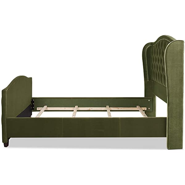 Jennifer Taylor Home Marcella Collection Queen Wingback Tufted Hand-Applied Nail Heads Upholstered Bed, Antique White Antique White Queen