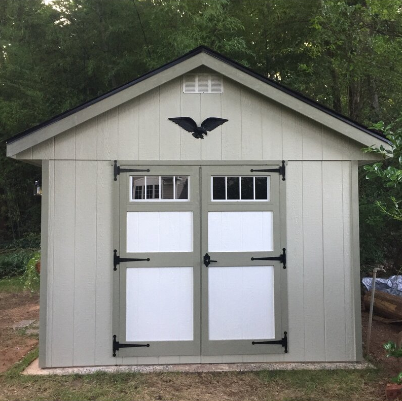 10'x12' Resin Outdoor Storage Shed with Shutters, Windows & Skylights for Garden Patio