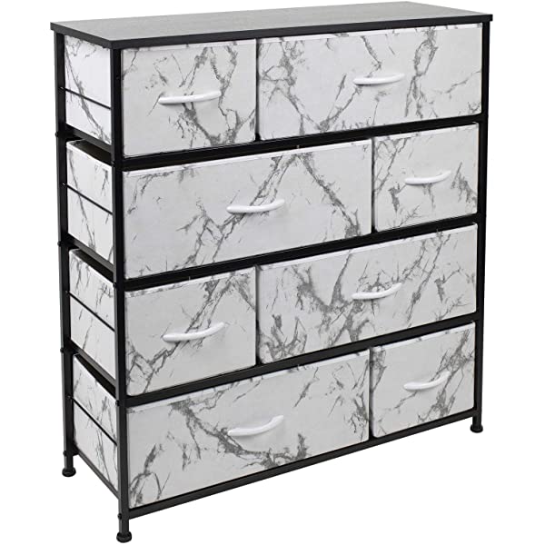 Sorbus Dresser with 8 Drawers - Furniture Storage Chest Tower Unit for Bedroom, Hallway, Closet, Office Organization - Steel Frame, Wood Top, Easy Pull Fabric Bins (Black)