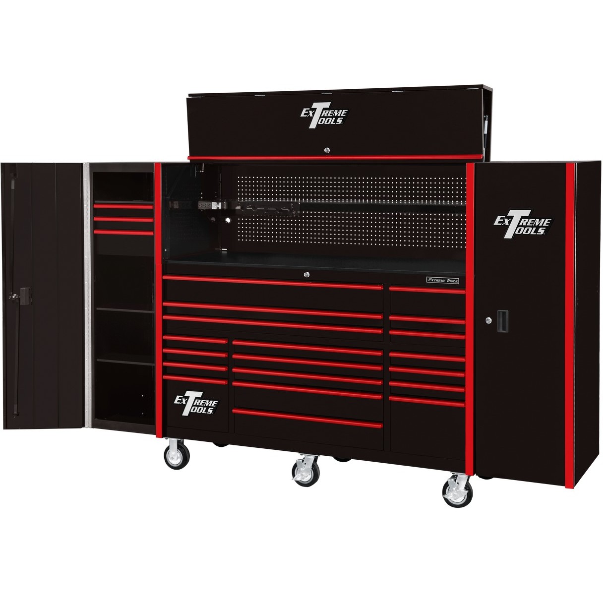 used toolboxExtreme Tools 72 x 25 19 Drawers Roller, Hutch & 2 Side Lockers Combo