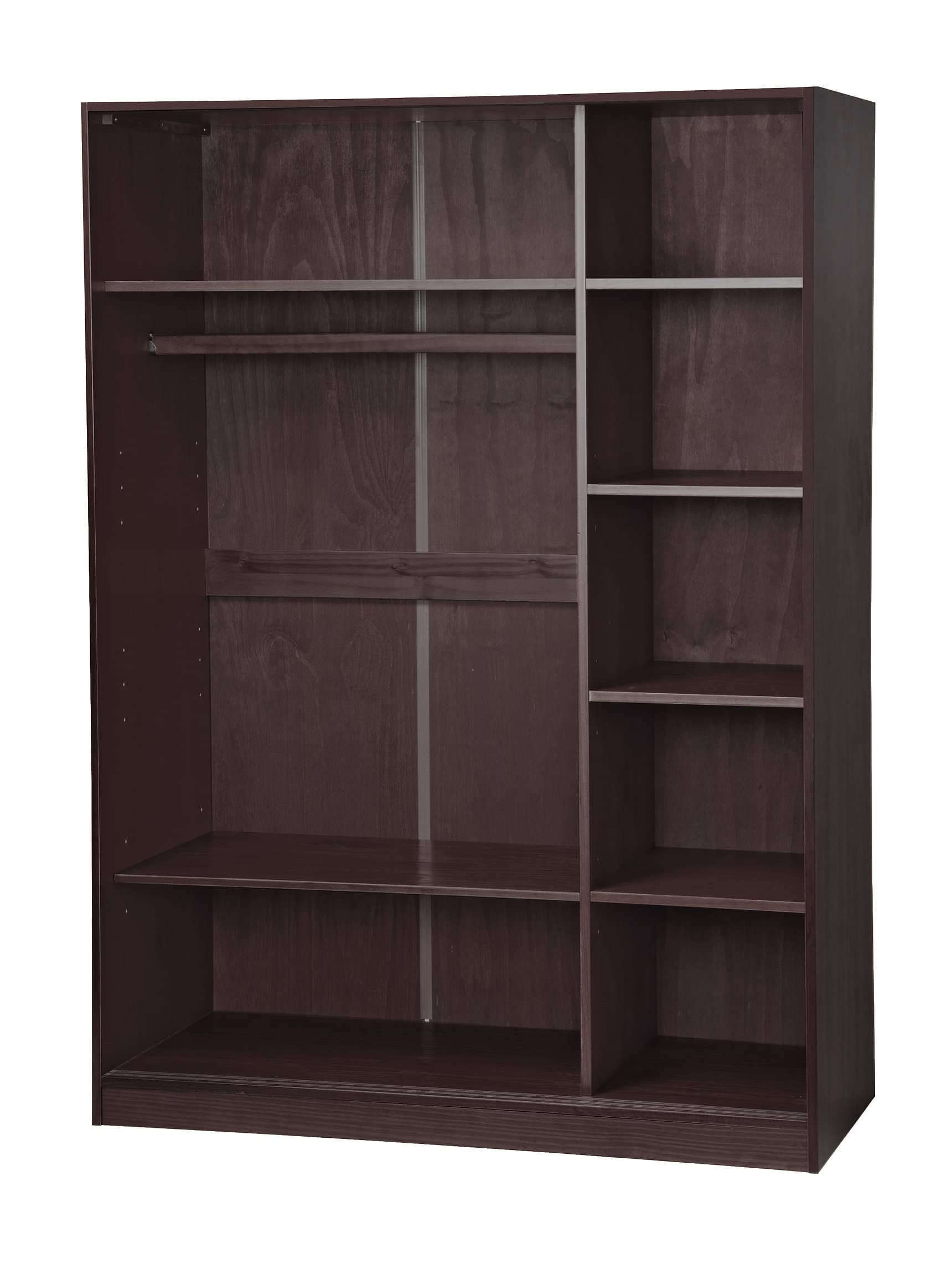 【Furniture】100% Solid Wood Wardrobe with 3 Sliding Louvered Doors, 5 Shelves Included