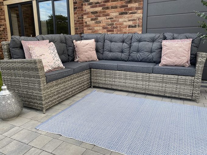 Sorrento Grey Rattan Outdoor Garden Dining Set 8 Seat - Right Side Facing