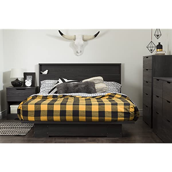 South Shore Trinity 1-Drawer Nightstand, Gray Oak with Cut-Out Handles