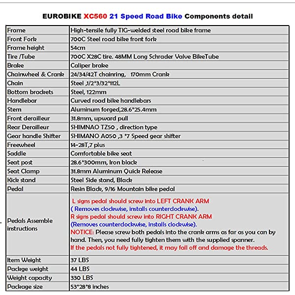 Eurobike 21 Speed Shifting System Road Bike 49/54/56 cm Frame 700C Wheel Adult Road Bicycle Black/white 30rim 54cm