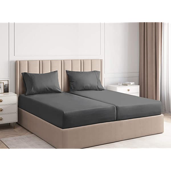 Queen Size Sheet Set - 4 Piece - Hotel Luxury Bed Sheets - Extra Soft - Deep Pockets - Easy Fit - Breathable & Cooling Sheets - Wrinkle Free - Comfy – Dark Grey Bed Sheets - Queens Sheets – 4 PC Queen Grey