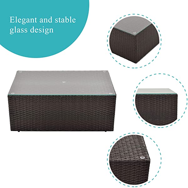 AWQM 5 Pieces Patio Furniture Sets All Weather Outdoor Sectional Sofa Manual Weaving Wicker Rattan Patio Conversation Set with Cushion and Glass Table, Brown 5 Piece Patio Furniture Sets