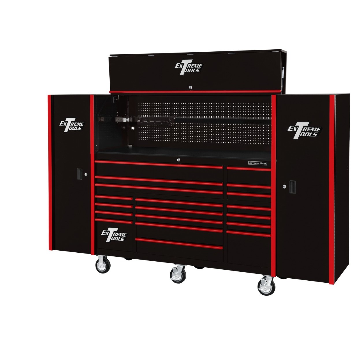 used toolboxExtreme Tools 72 x 25 19 Drawers Roller, Hutch & 2 Side Lockers Combo
