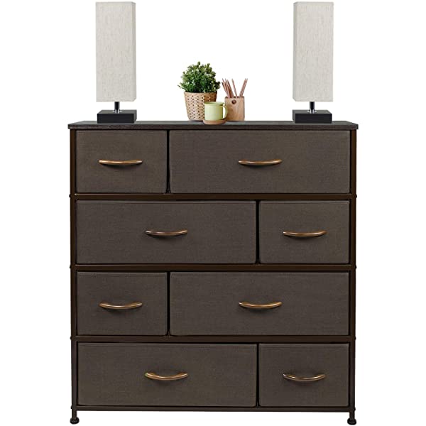 Sorbus Dresser with 8 Drawers - Furniture Storage Chest Tower Unit for Bedroom, Hallway, Closet, Office Organization - Steel Frame, Wood Top, Easy Pull Fabric Bins (Black)