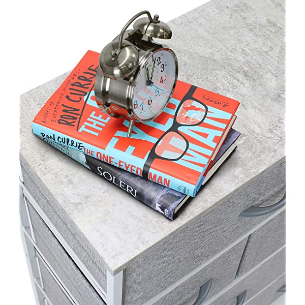 Sorbus Dresser with 8 Drawers - Furniture Storage Chest Tower Unit for Bedroom, Hallway, Closet, Office Organization - Steel Frame, Wood Top, Easy Pull Fabric Bins (Black)