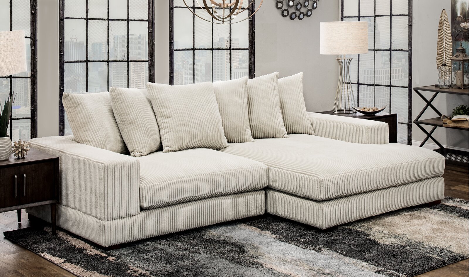 【Furniture】Luxe 2 - Piece Upholstered Chaise Sectional